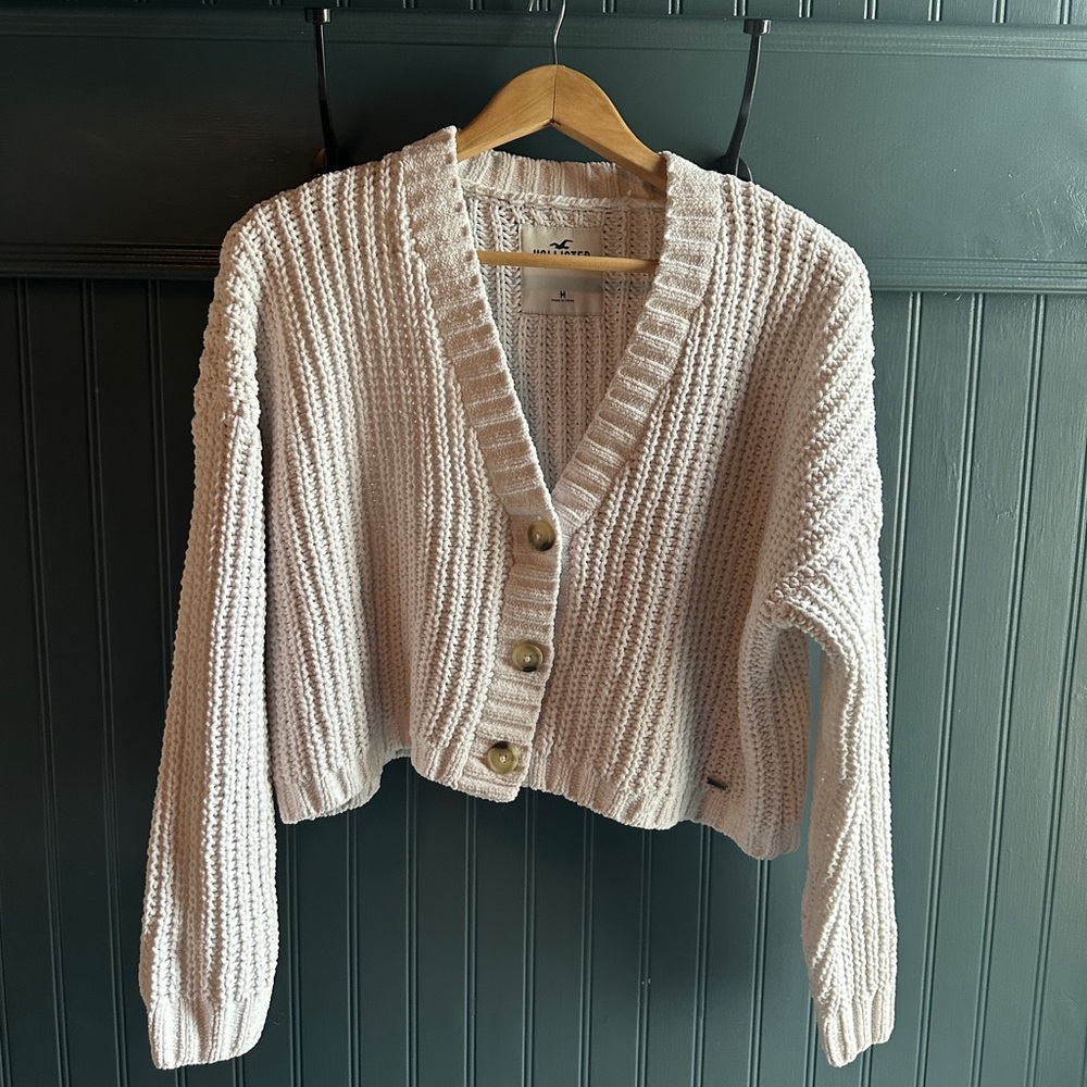 Hollister Cream Button-Up Cardigan